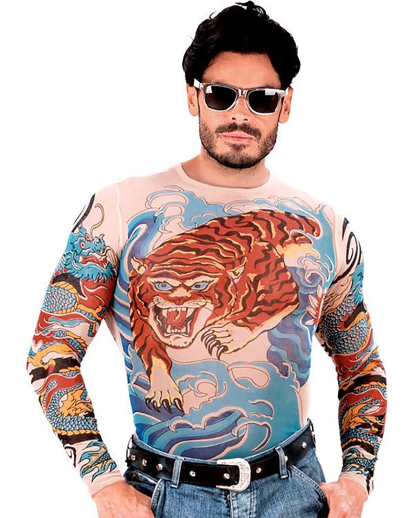 Tiger and Dragon Mens Full Body Tattoo Sleeve