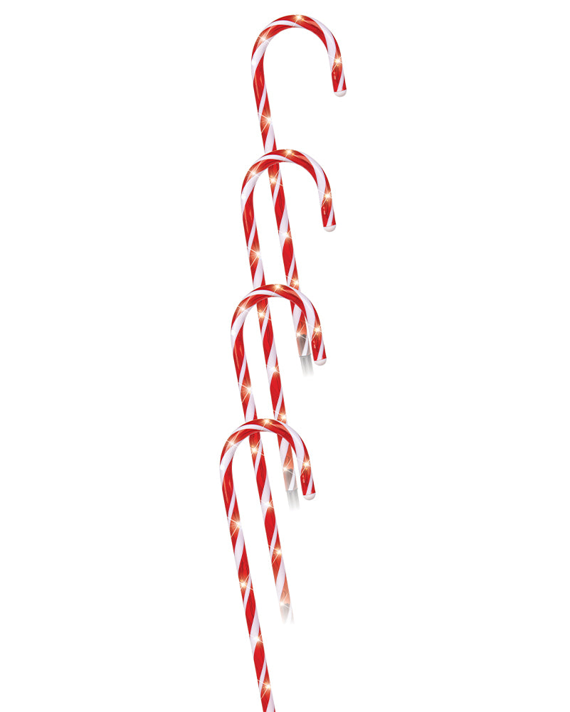 Timer Christmas LED Candy Cane Stakes 58cm Pack of 4