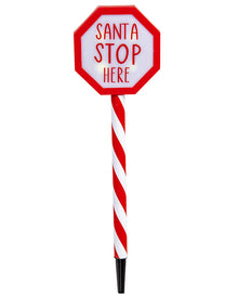 Timer Christmas LED Santa Stop Here Stake 55cm