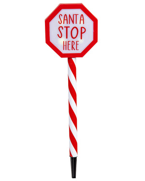 Timer Christmas LED Santa Stop Here Stake 55cm