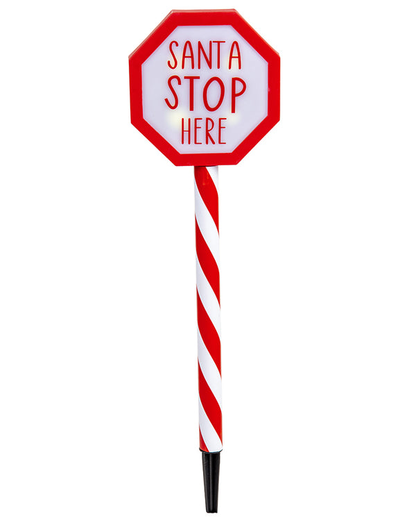 Timer Christmas LED Santa Stop Here Stake 55cm