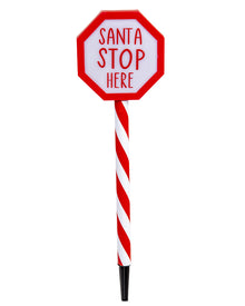 Timer Christmas LED Santa Stop Here Stake 55cm