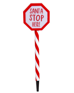 Timer Christmas LED Santa Stop Here Stake 55cm