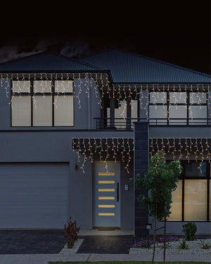 Timer Warm White 960 Piece Christmas LED Snowing Icicles 23.8m