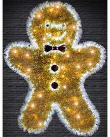 Tinsel Gingerbead Man Twinkling Ropelight 1m