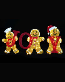 Tinsel Mesh JOY Gingerbread Set Christmas Light Decoration 1.3m