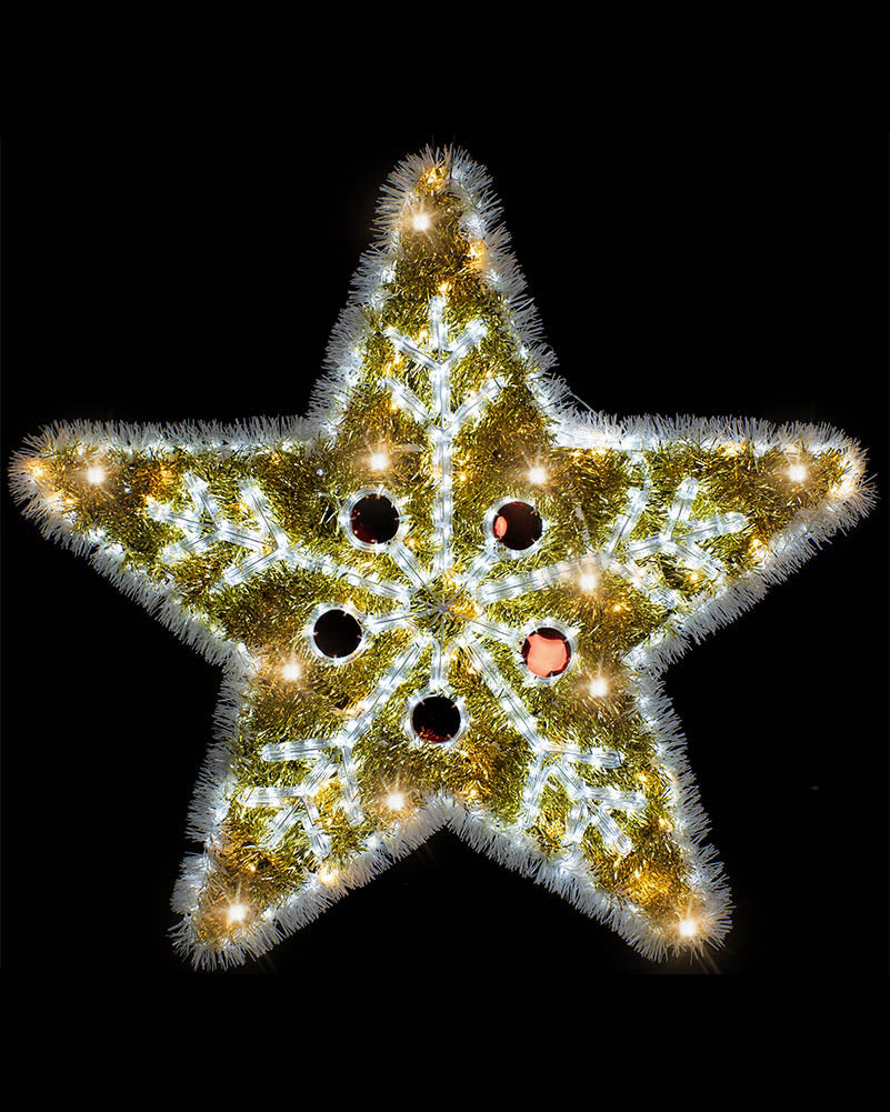 Tinsel Snowflake Star Twinkling Ropelight 1m