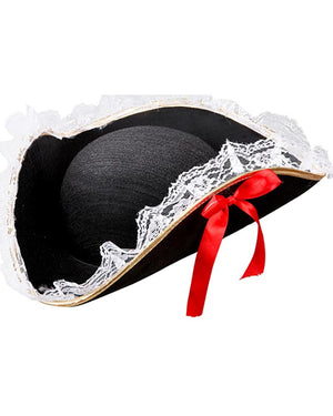 Tricorn Hat with Lace Trim