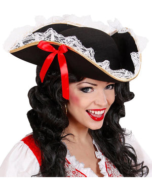 Tricorn Hat with Lace Trim
