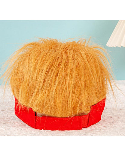Trump Red Visor Hat with Orange Hair