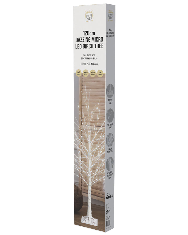 Twinkle Cool Christmas LED Micro Birch Tree 1.2m
