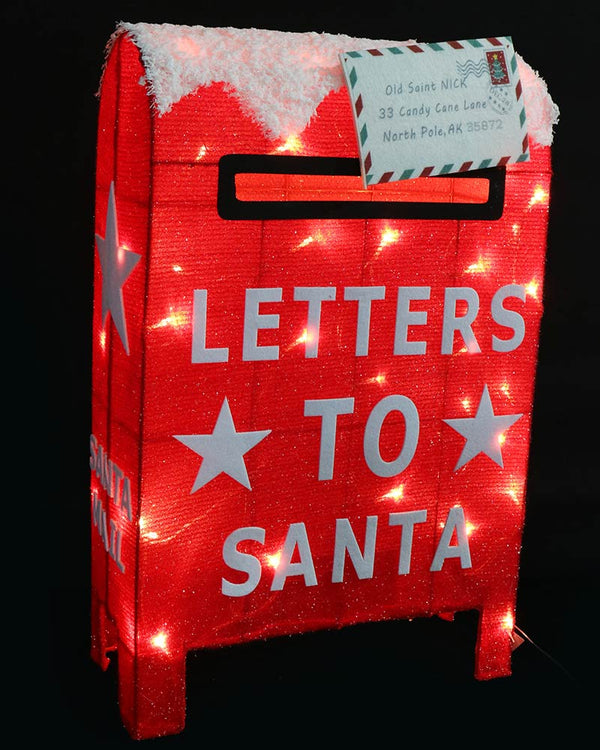 Twinkle Mesh Christmas LED Santa With Snow Letter Box