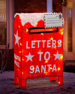 Twinkle Mesh Christmas LED Santa With Snow Letter Box