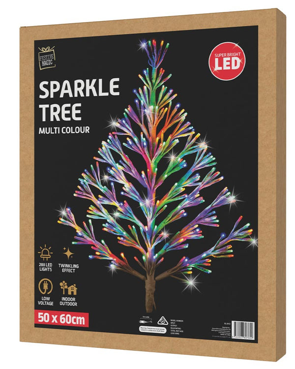 Twinkle Multicolour Christmas LED Sparkle Wall Tree 60cm