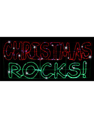 Twinkle Ropelight LED Christmas Rocks Sign