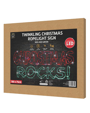 Twinkle Ropelight LED Christmas Rocks Sign