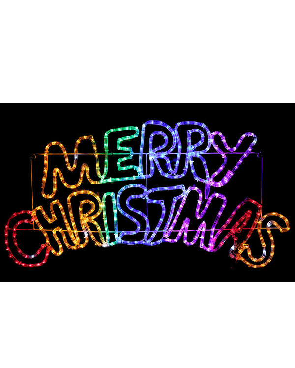 Twinkle Ropelight LED Rainbow Merry Christmas Sign