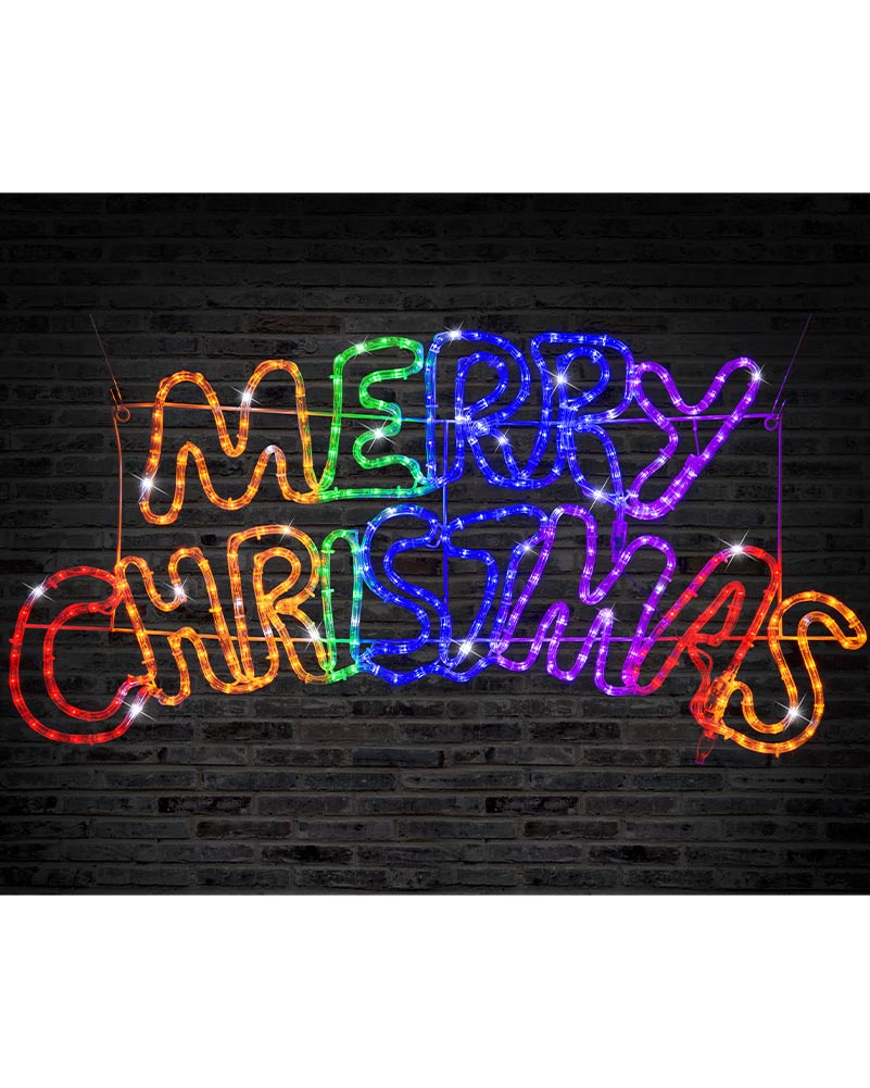 Twinkle Ropelight LED Rainbow Merry Christmas Sign