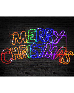 Twinkle Ropelight LED Rainbow Merry Christmas Sign