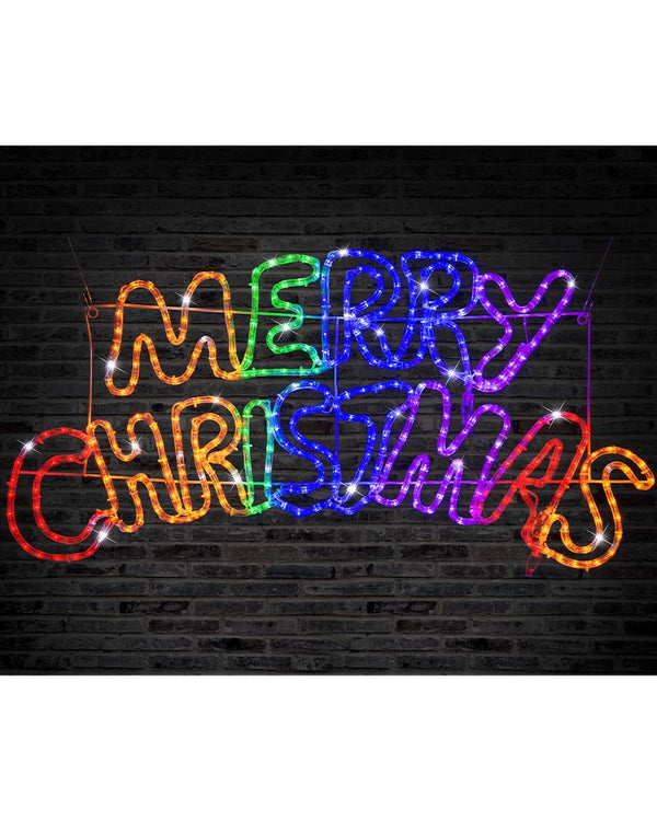 Twinkle Ropelight LED Rainbow Merry Christmas Sign