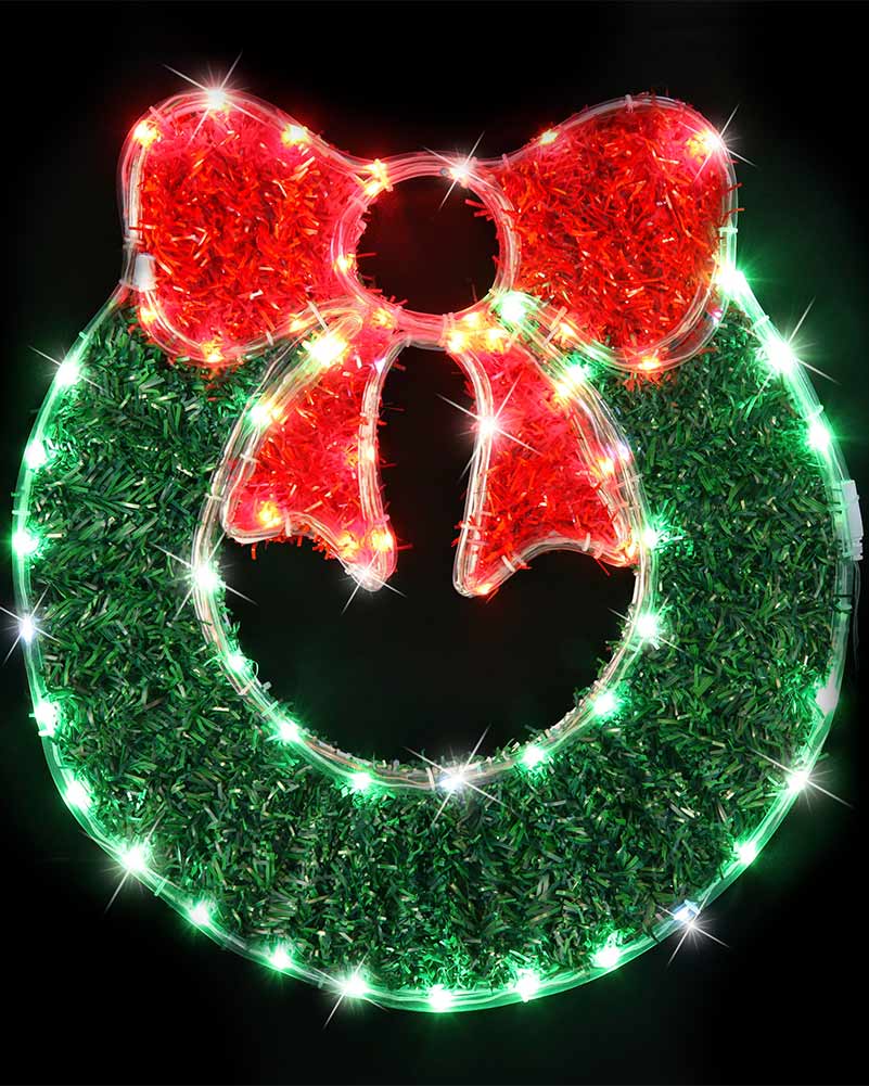 Twinkle Tinsel LED With Bow Christmas Wreath 50cm