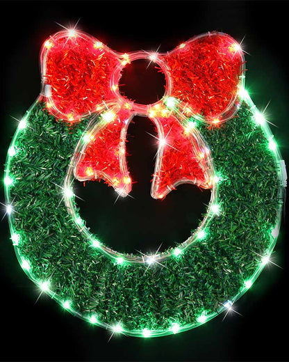 Twinkle Tinsel LED With Bow Christmas Wreath 50cm