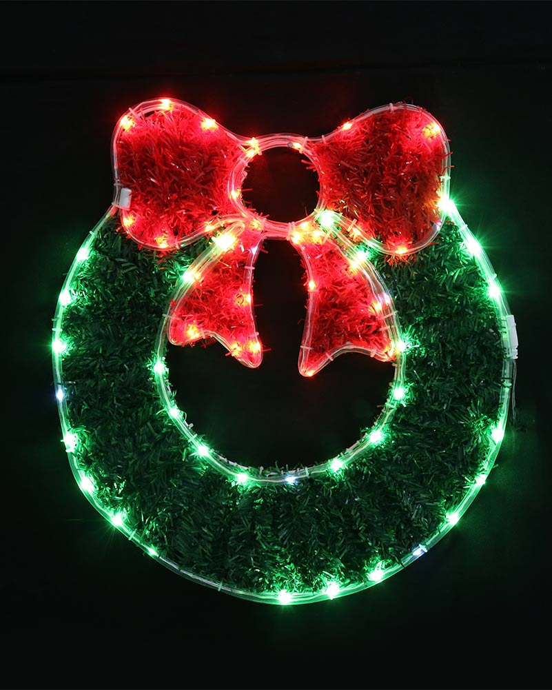 Twinkle Tinsel LED With Bow Christmas Wreath 50cm