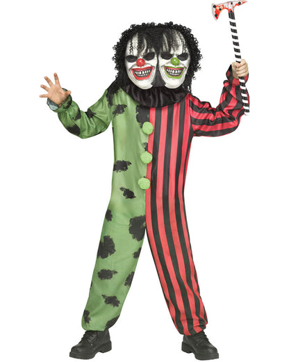 Two Headed Crazy Clown Kids Costume