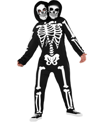 Two Headed Skeleton Mens Costume