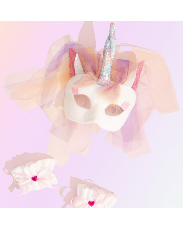 Unicorn Animal Mask and Wrist Cuffs Set