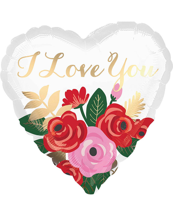 Valentines Day I Love You Rose Bouquet 45cm Foil Balloon