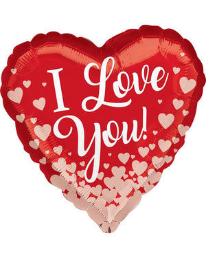 Valentines Day I Love You Rose Gold Hearts 45cm Foil Balloon