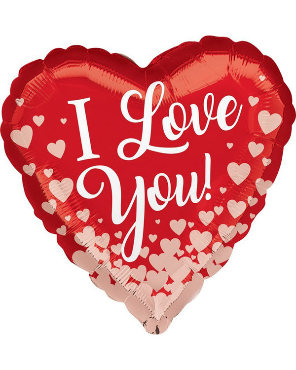 Valentines Day I Love You Rose Gold Hearts 45cm Foil Balloon