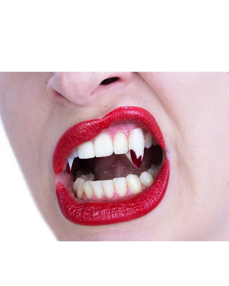 Vampire Blood Tipped Fangs For Halloween