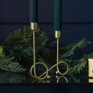 Christmas Velvet Luxe Metal Gold Swirl Candle Holder