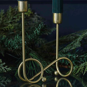Christmas Velvet Luxe Metal Gold Swirl Candle Holder