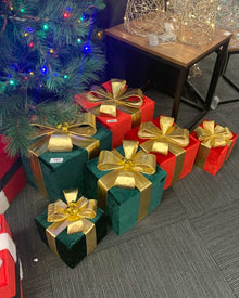Christmas Velvet Presents Red and Gold 3 Piece