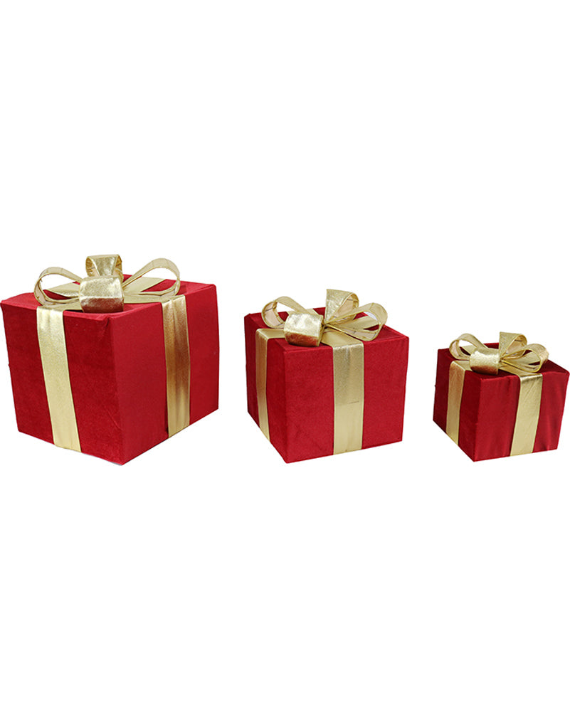 Christmas Velvet Presents Red and Gold 3 Piece
