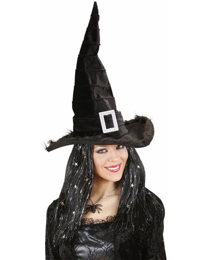 Velvet Witch Hat with Buckle