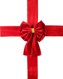 Christmas Red Velveteen Door Bow and Sash Set