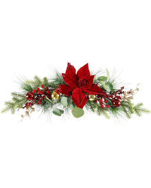 Red Velveteen Poinsettia Swag 66cm