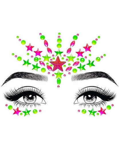 Vibe Neon Black Light Face Jewels Sticker and Body Glitter Set
