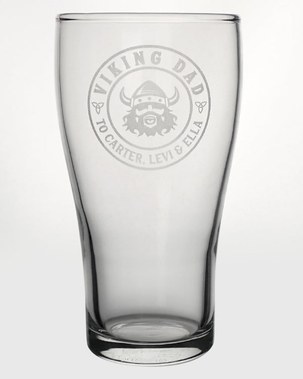 Viking Dad Engraved 425ml Schooner Beer Glass