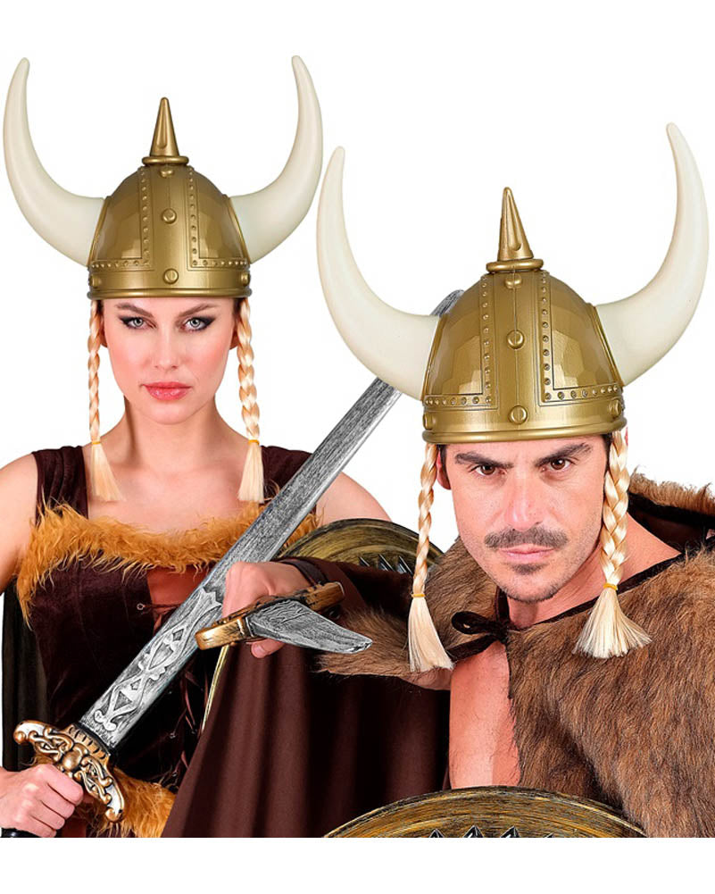 Viking Spiked With Plaits Hard Plastic Adult Helmet