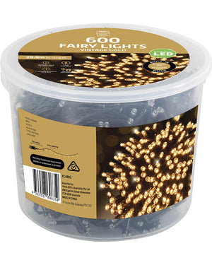 Flashing Vintage Gold 600 Piece LED Christmas Fairy Lights