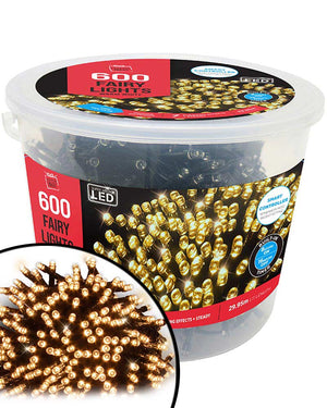 Timer Warm White 600 Piece LED Christmas Fairy Lights 30m
