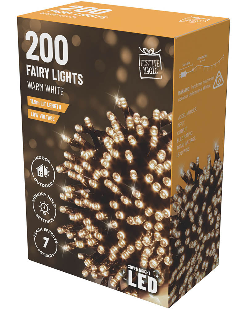 Warm White 200 Piece Flashing LED Lights