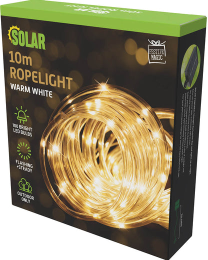 Warm White Ropelight Solar Lights 10m