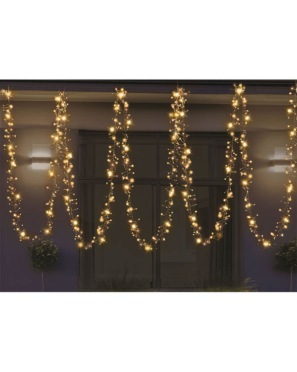 Warm White Cluster Lights 200 Piece Solar LED Christmas Lights