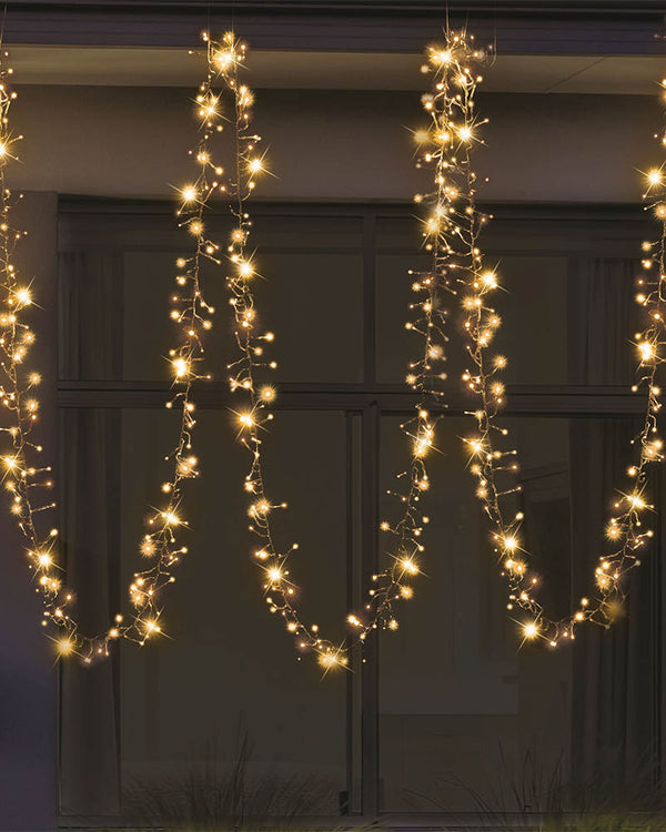 Warm White Cluster Lights 200 Piece Solar LED Christmas Lights